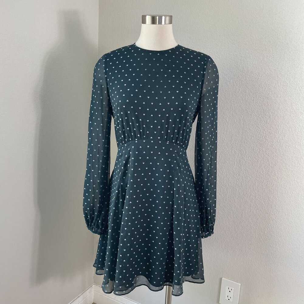 Ted Baker Womens US 6‎ Heart Print Long Sleeve Dress Fit & Flare